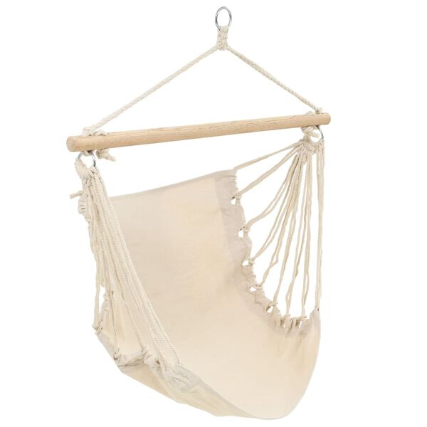 vidaXL Hammock Chair Cream Cotton, Polyester, Wood One Size Foldable