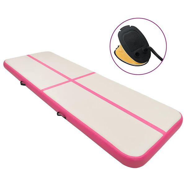 vidaXL Inflatable Gymnastics Mat with Pump 315.0x39.4x7.9" PVC Pink
