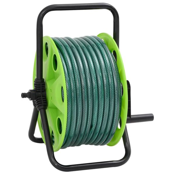 vidaXL Free Standing Green Hose Reel with 65.6 ' Hose PVC