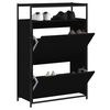 vidaXL Shoe Cabinet Black Engineered Wood Compact Shoe Cabinet
