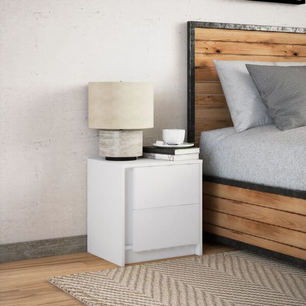 vidaXL Bedside Cabinet White Engineered wood Standard Bedside Cabinet
