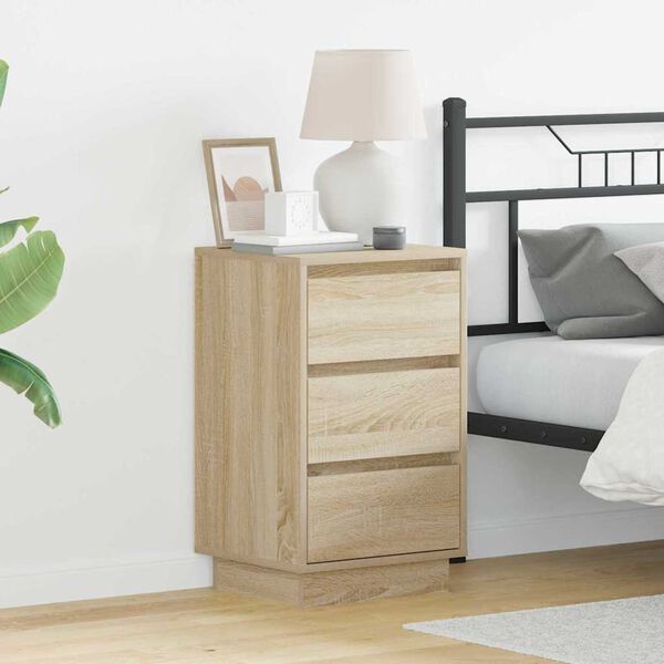 vidaXL Bedside Cabinet with Drawer Sonoma Oak 15.35 x 13.58 x 25.59 in