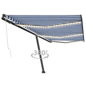 vidaXL Retractable Awning Blue and white