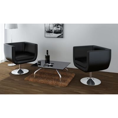 vidaXL Bar Chairs 2 pcs Artificial Leather Black