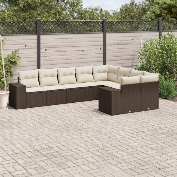 vidaXL Garden Sofa Set Brown, Cream White