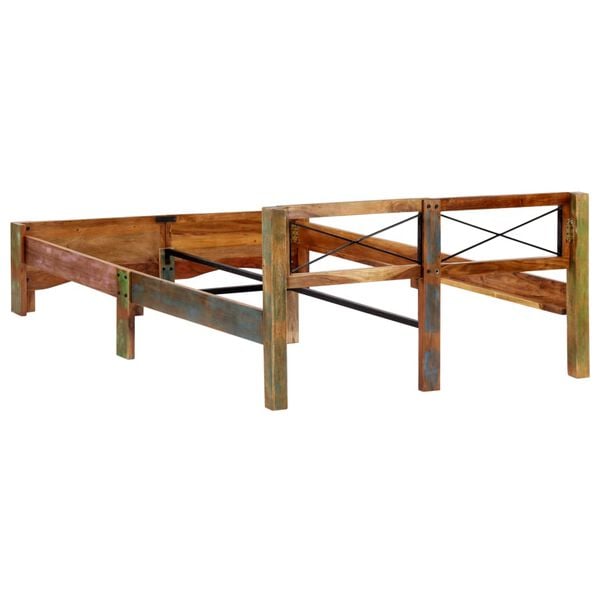 vidaXL Bed Frame Multicolor Solid reclaimed wood 55.1x78.7 in