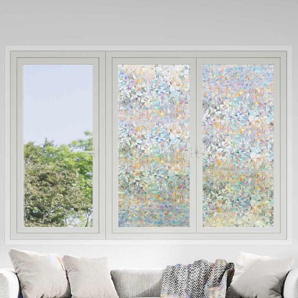 vidaXL Window Film Transparent with 3D rainbow pattern PVC 17.7 x 787.4 in