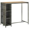 vidaXL Garden Bar Set Grey Poly rattan, powder-coated steel, acacia wood