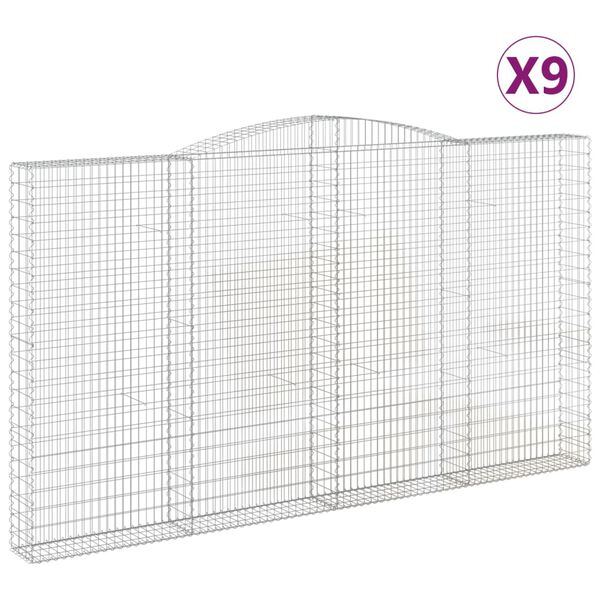 vidaXL Gabion Basket Set of 9 Silver Galvanized iron Large Durable