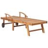 vidaXL Sun Lounger Grey Solid Teak Wood Standard Multi-Position Backrest
