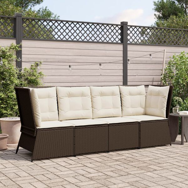 vidaXL Patio Sofa Brown PE rattan Single Adjustable Feet Patio Sofa