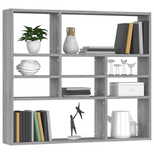 vidaXL Wall Shelf Grey Sonoma Engineered wood Medium Storage