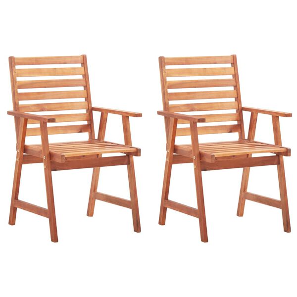 vidaXL Outdoor Chair Set of 2 Beige Cushion, Brown Wood
