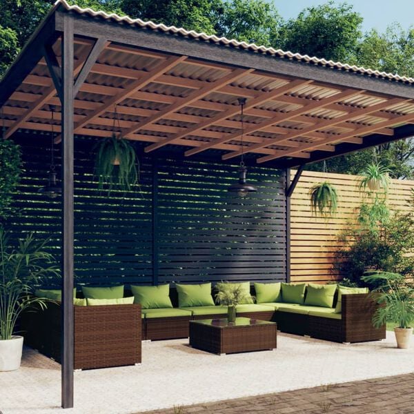 vidaXL Garden Lounge Set Brown, Green