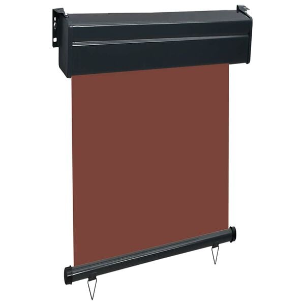 vidaXL Balcony Side Awning Brown Steel 25.6 x 98.4 in Retractable
