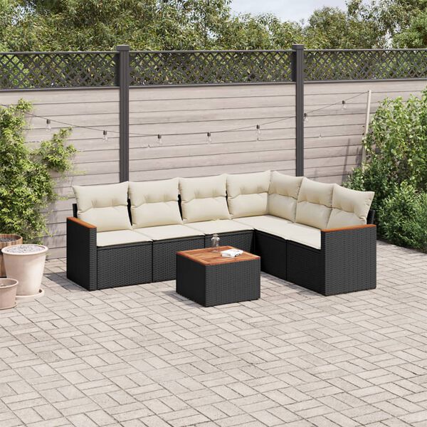 vidaXL Garden Sofa Set Black, Cream White