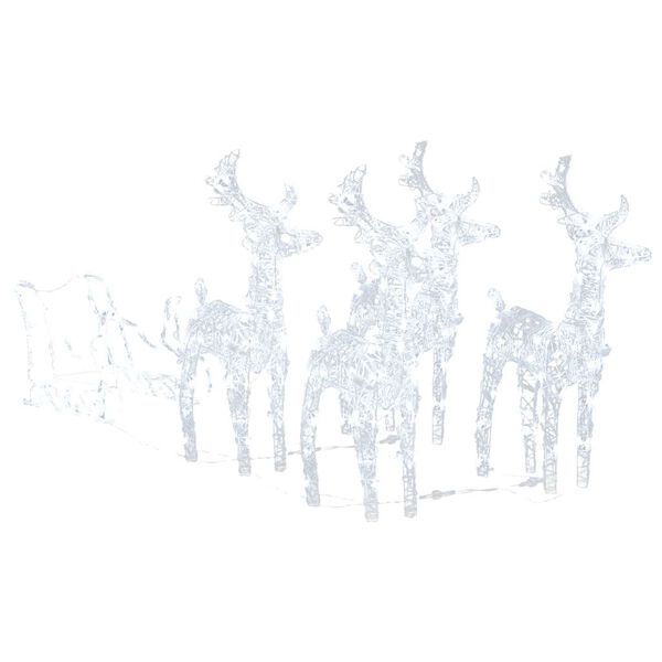 vidaXL Reindeer And Sleigh Christmas Decoration Cool White