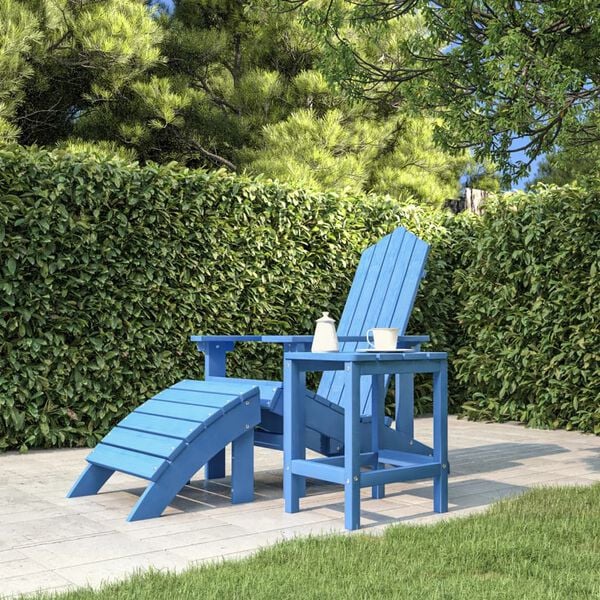 vidaXL Garden Table Aqua Blue HDPE 15 x 15 x 18 in Durable