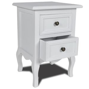 vidaXL Nightstand White MDF, Brushed Pine Compact Nightstand