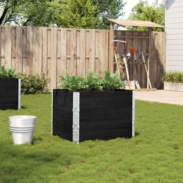 vidaXL Garden Planter Black Solid pine wood Medium Foldable