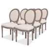 vidaXL Dining Chair Set of 6 Cream Linen, Birch, Rubberwood, Foam