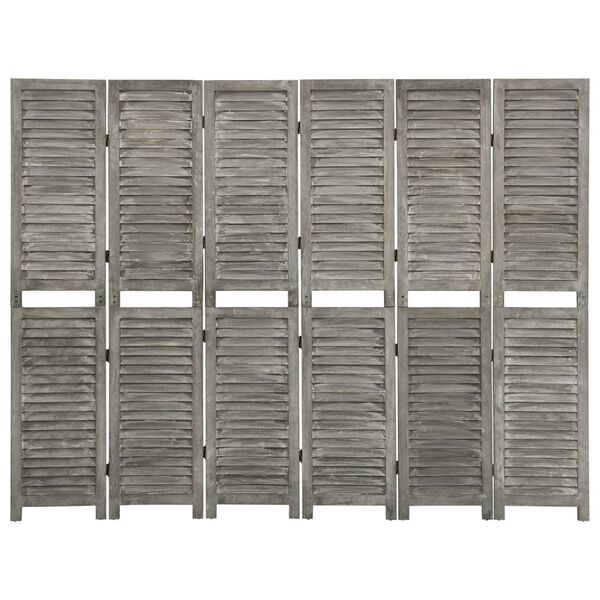 vidaXL 6-Panel Room Divider Grey 84.3x65.4" Solid Wood