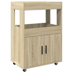 vidaXL Bar Cart Sonoma oak Engineered wood Medium Bar Cart Rectangular