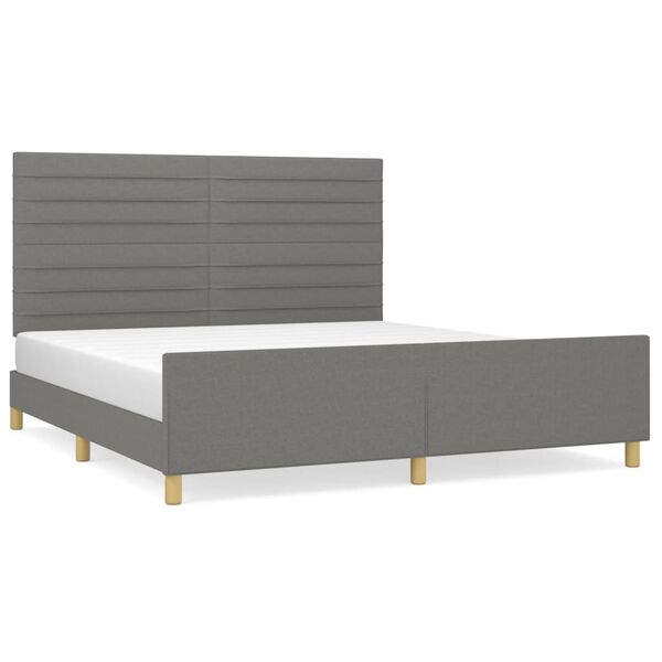 vidaXL Bed Frame without Mattress Dark Gray 59.8"x79.9" Queen Fabric