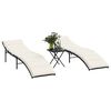 vidaXL Sun Lounger Set of 2 Black, Cream White