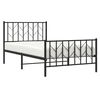 vidaXL Bed Frame Black Powder-Coated Steel Single Bed Frame