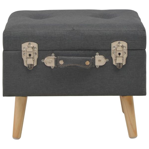 vidaXL Stool Dark grey Polyester, solid wood 15.7x13.0x13.0 in Footstool