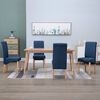 vidaXL Dining Chair Set of 4 Blue Fabric and wood Medium Ergonomic