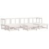 vidaXL Garden Lounge Set White Solid pinewood 7 Piece Set Modular