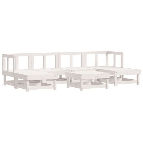 vidaXL Garden Lounge Set White Solid pinewood 7 Piece Set Modular