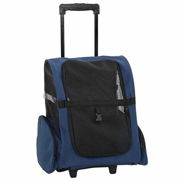 vidaXL Pet Trolley 3-in-1 Design Blue 18.9x12.6x(22.4–41.7)" Oxford Fabric