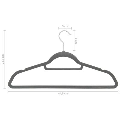 vidaXL 50 pcs Clothes Hanger Set Anti-slip Gray Velvet