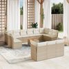 vidaXL Garden Sofa Set Beige PE Rattan Large Adjustable Armrests