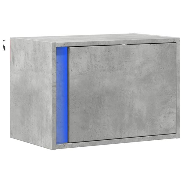 vidaXL Wall-mounted Bedside Cabinet Concrete Gray Engineered Wood Compact