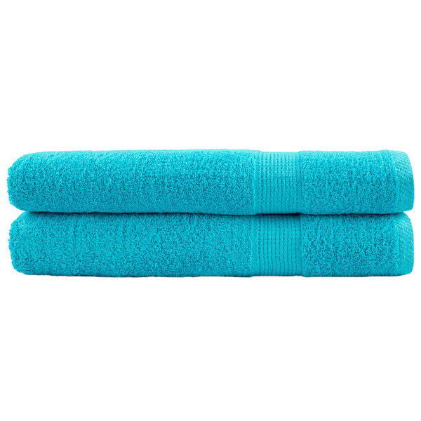 vidaXL Sauna Towel Set of 2 Turquoise 100% Cotton 31.5 x 78.7 in Hooks