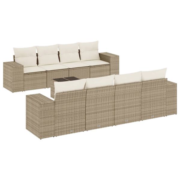 vidaXL Garden Sofa Set Beige PE rattan Medium Modular Garden Sofa Set
