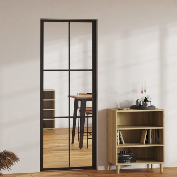 vidaXL Interior Door ESG Glass and Aluminum 29.9"x79.3" Black