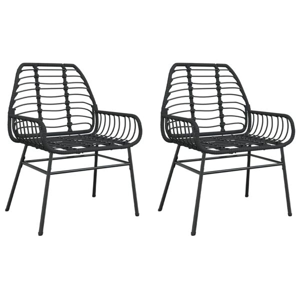 vidaXL Garden Chair Black PE rattan, powder-coated steel Medium