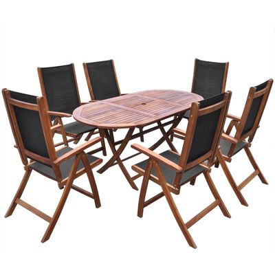 vidaXL 9 Piece Patio Dining Set with Cushions Solid Acacia Wood