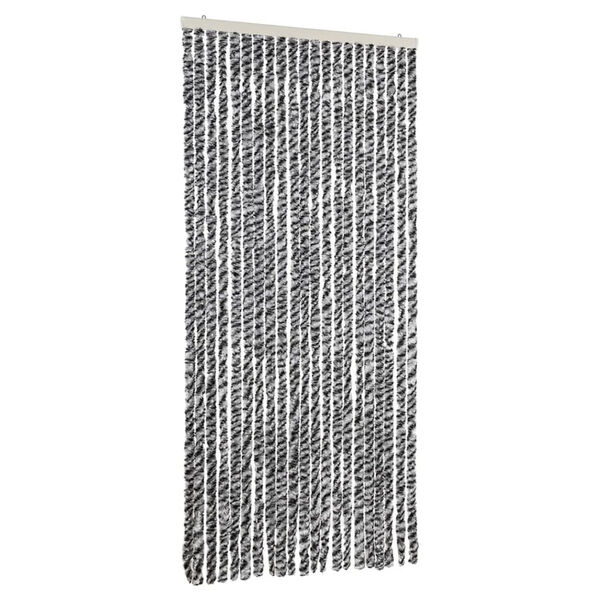 vidaXL Fly Curtain Grey and Black and White 35.4x86.6" Chenille