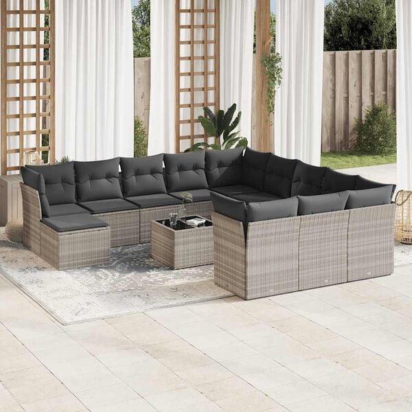 vidaXL Garden Sofa Set Light grey, Dark grey cushions