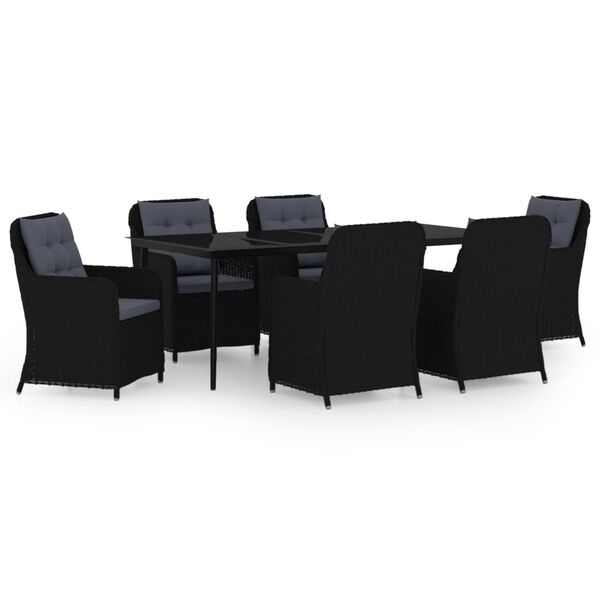 vidaXL Garden Dining Set Black