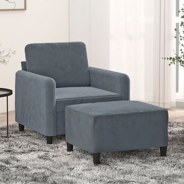 vidaXL Sofa Chair With Footstool Dark Grey