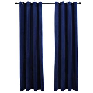 vidaXL Blackout Curtains with Rings 2 pcs Velvet Dark Blue 55.1x68.9"