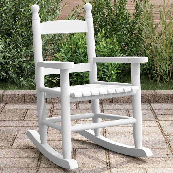 vidaXL Rocking Chair White Poplar wood Small Rocking Chair Rectangular