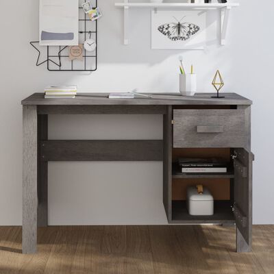 vidaXL Desk Light Gray 44.5"x19.7"x29.5" Solid Wood Pine